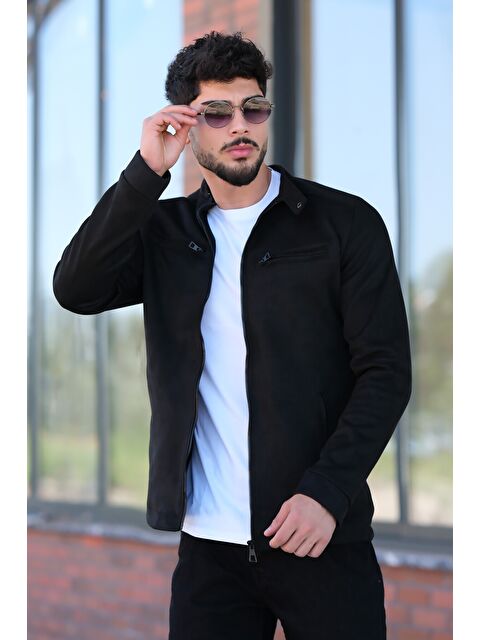 Stilkombin Göğüs Fermuarlı Hakim Yaka Süet Mevsimlik Erkek Ceket PLDP 2904 - S000114282-19351