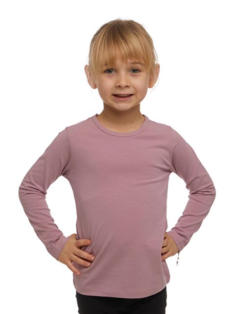 Lovetti Gül Kurusu Kız Çocuk Düz Basic Elastanlı Uzun Kollu Tişört - S000052869-20028
