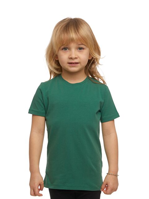 Lovetti Deniz Yeşili Unısex Sıfır Yaka Kısa Kollu Tişört - S000053887-18547