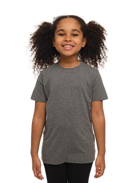 Lovetti Gri 4 Unısex Sıfır Yaka Kısa Kollu Tişört - S000053887-29396