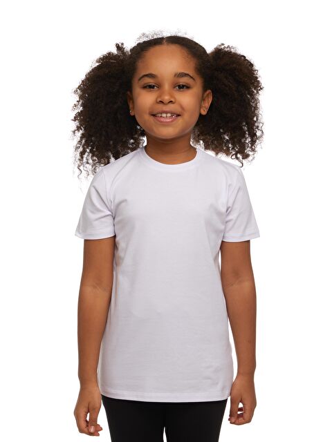 Lovetti Beyaz Unısex Sıfır Yaka Kısa Kollu Tişört - S000053887-20063