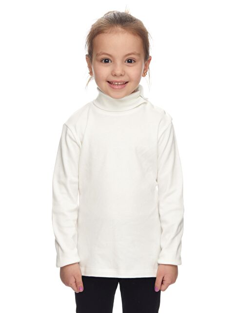 Lovetti Ekru Kız Çocuk Tam Balıkçı Uzun Kol Çıtçıtlı Tişört - S000053879-19965