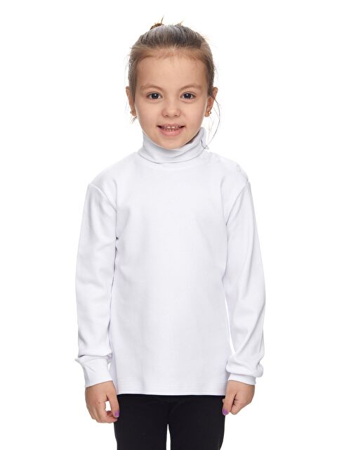 Lovetti Beyaz Kız Çocuk Tam Balıkçı Uzun Kol Çıtçıtlı Tişört - S000053879-20063