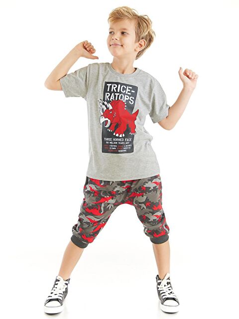 MSHB&G Triceratops Erkek Çocuk Tişört Kapri Şort Takım - S000005375-23173