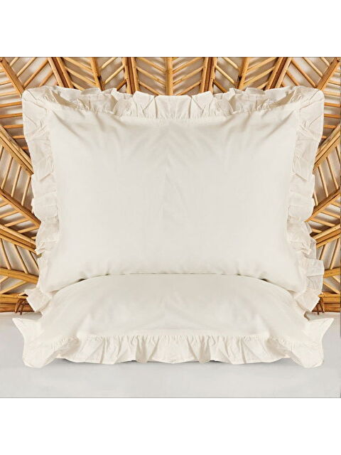 Evidea Soft Basic Fırfırlı 2'li Yastık Kılıfı - Ekru - 50x70 cm - S000398945-19965