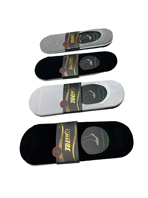 Tolin Bambu Erkek Kaymaz Topuklu Görünmez Babet Karışık Renk 12'li Çorap Seti 10400 - S000079921-27074