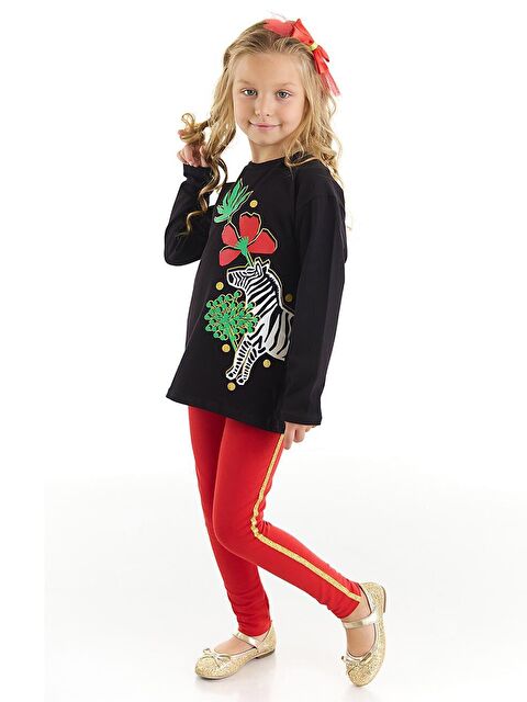 MSHB&G Çiçekli Zebra Kız Tişört Tayt Takım - S000005612-23173