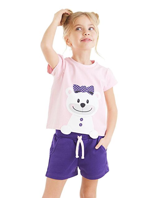 Denokids Ayıcık Kız Çocuk Şort Tişört Takım - S000009514-23173