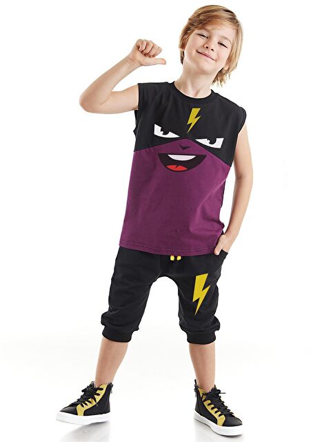 Denokids Şimşek Maske Erkek Çocuk Tişört Kapri Takım - S000009307-23173