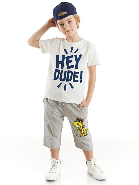 Denokids Hey Dude Erkek Çocuk Tişört Kapri Takım - S000008888-23173