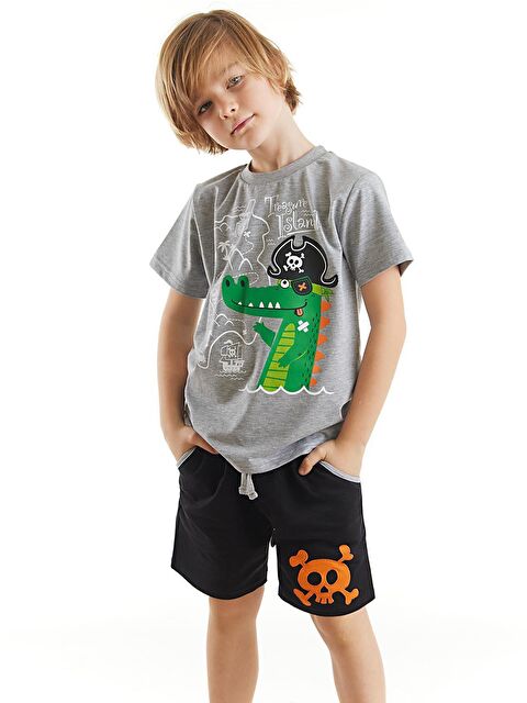 Denokids Korsan Timsah Erkek Çocuk Tişört Şort Takım - S000008939-23173