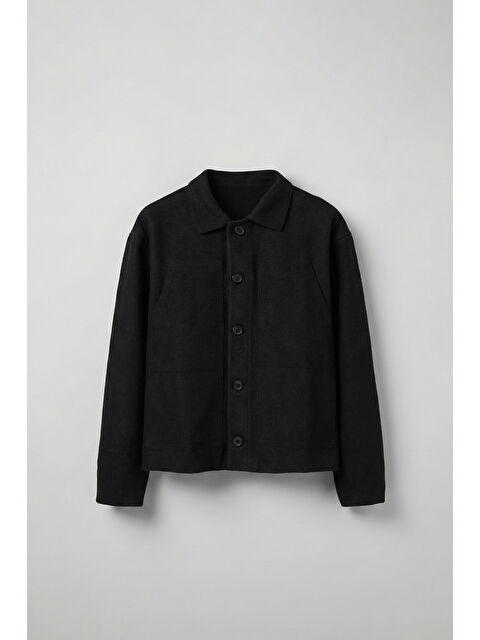 Abluka Online Erkek Relaxed Fit Kaşe Mont Siyah - S000365708-19351