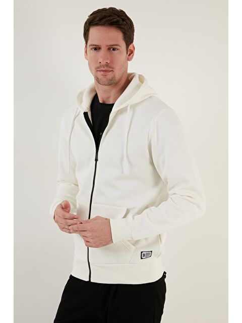Buratti Slim Fit Kapüşonlu  İçi Tüylü Yumuşak Şardonlu Kışlık Fermuarlı Sweatshirt 5905340 - S000000615-19965