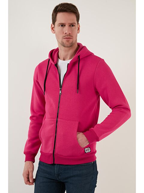 Buratti Slim Fit Kapüşonlu  İçi Tüylü Yumuşak Şardonlu Kışlık Fermuarlı Sweatshirt 5905340 - S000000615-18686