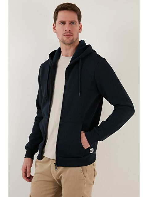 Buratti Slim Fit Kapüşonlu  İçi Tüylü Yumuşak Şardonlu Kışlık Fermuarlı Sweatshirt 5905340 - S000000615-23093