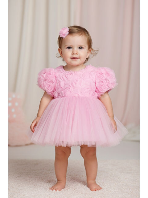Le Mabelle Pembe Gül Detaylı Kız Bebek Elbise - Elina - S000473264-20024