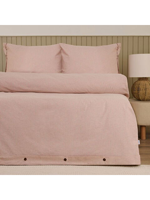 Evidea Soft Stripe Çift Kişilik Nevresim Takımı - Kiremit - S000384219-18657