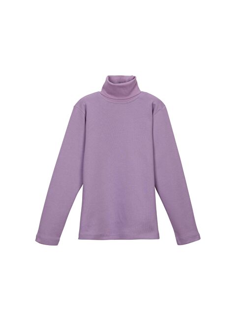 Lovetti Lila Basic Kışlık Tam Balıkçı Yaka Uzun Kollu Kız Çocuk Tişört - S000053598-17878