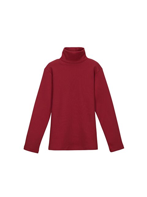 Lovetti Kırmızı Basic Kışlık Tam Balıkçı Yaka Uzun Kollu Kız Çocuk Tişört - S000053598-20045