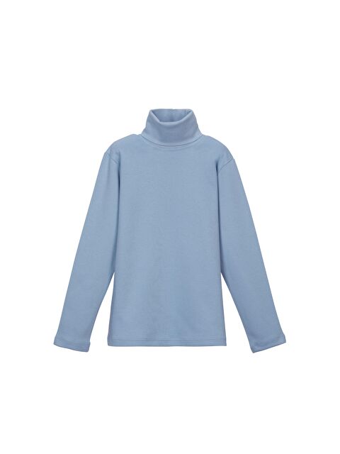 Lovetti Koyu Mavi Basic Kışlık Tam Balıkçı Yaka Uzun Kollu Kız Çocuk Tişört - S000053598-19393