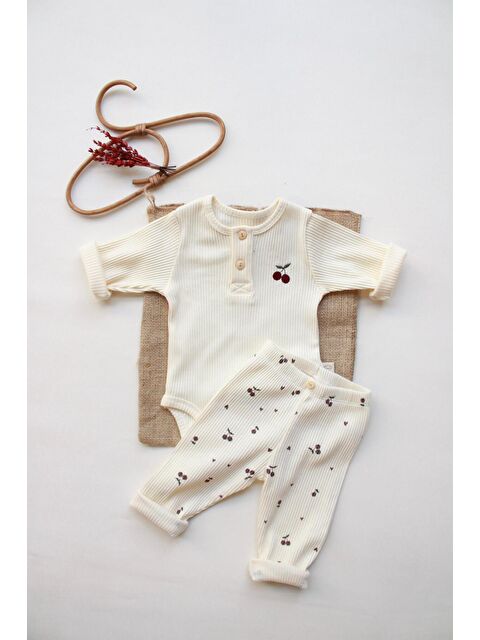 Oh La La Koala For Little Ones Kiraz Nakışlı Mona Serisi Uzun Kollu Body Tayt Set