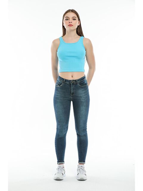 Süperlife Kadın Crop Örme Slim Fit Atlet-Tişort SPR21Y12 - S000014670-17234