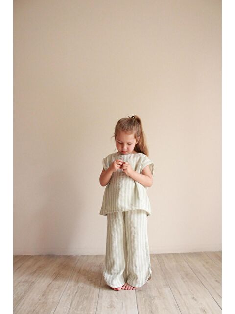 Oh La La Koala For Little Ones Yeşil Çizgili Sırt Detaylı Müslin Takım