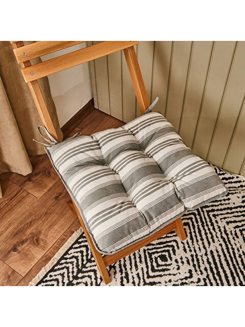 Evidea Soft Pute Sandalye Minderi - Ekru / Yeşil - 43x43 cm - S000384661-5409