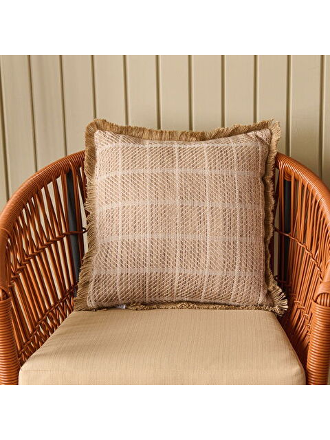 Evidea Soft Palm Breeze Jüt Görünümlü Kırlent - Kahverengi - 45x45 cm - S000384271-19413