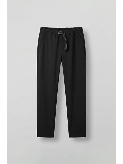 Abluka Online Erkek Beli Lastikli Tecno Kumaş Slim Fit Pantolon Siyah