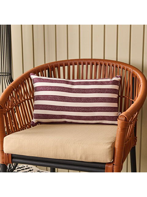 Evidea Soft Earthy Hues Line Kırlent - Ekru / Mürdüm - 30x50 cm - S000384298-19965