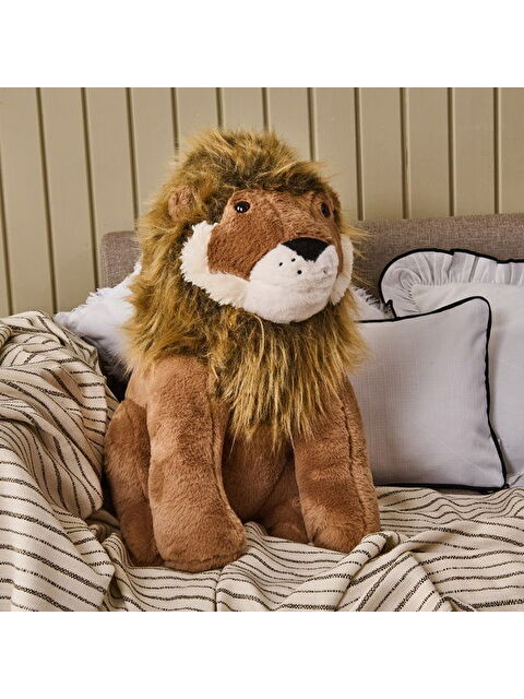 Evidea Soft Ormanların Kralı Aslan Figürlü Yastık - Kahverengi - 30x55 cm - S000397109-19413