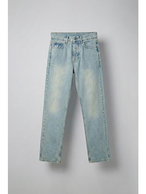 Abluka Online Erkek Baggy Fit Eskitilmiş %100 Pamuk Jean Pantolon Buz Mavi - S000378087-17234