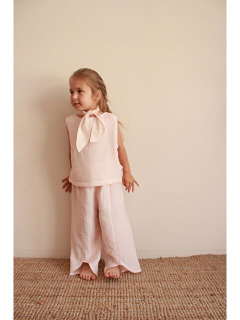 Oh La La Koala For Little Ones Fularlı Pembe Çizgili Çapraz Şerit Detaylı Müslin Takım - S000425839-20024