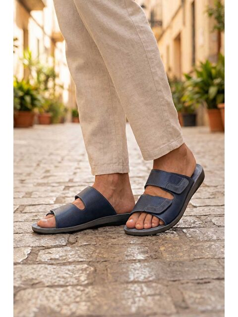 Gezer Yazlık Cırtlı Ayrlanabilir Suni Deri Rahat Taban Erkek Terlik - S000182481-21164