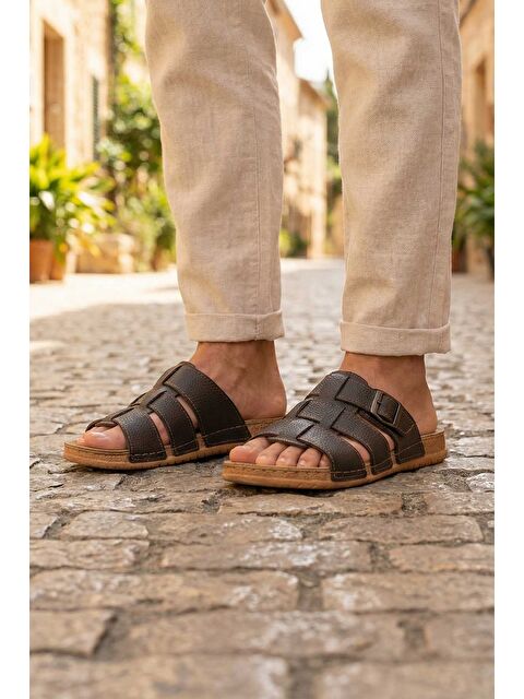 Gezer Erkek Yazlık Tek Toka Suni Deri Ayarlanabilir Günlük Terlik - S000182277-29705