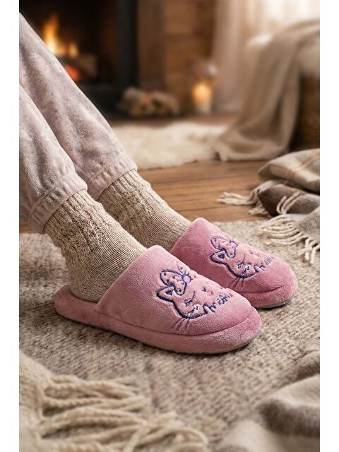 Gezer Kışlık Nakışlı Tasarım Fashion Ev Bahçe Kadın Terlik - S000182413-20036