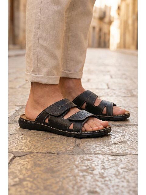 Gezer Yazlık Cırt Cırtlı Ayarlanabilir Rahat Taban Erkek Terlik - S000181702-19351