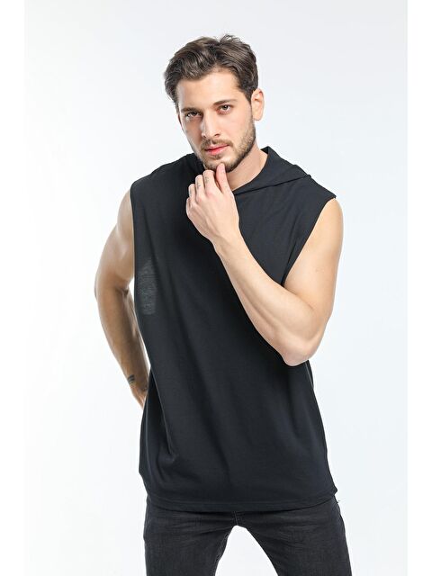Süperlife Kapüşonlu Oversize Fit Erkek Kolsuz Tişört SPR21Y04 - S000013688-19351