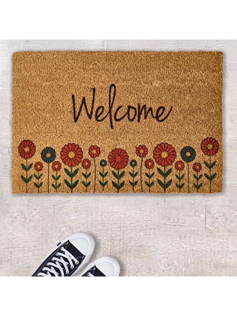 Chilai Home Blattern Koko Çiçek Desenli Welcome Kapı Paspası - Renkli - 40x60 cm - S000373942-23173