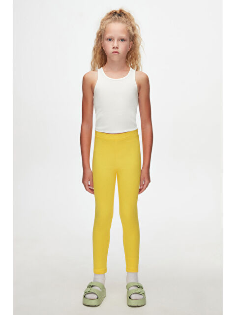 Lovetti Sarı Kız Çocuk Kışlık Tam Boy Düz Basıc Tayt - S000053910-20072