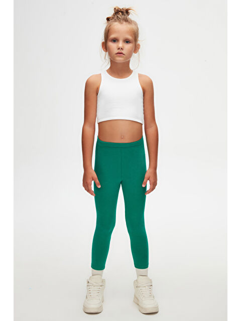 Lovetti Koyu Yeşil Kız Çocuk Kışlık Tam Boy Düz Basıc Tayt - S000053910-19416