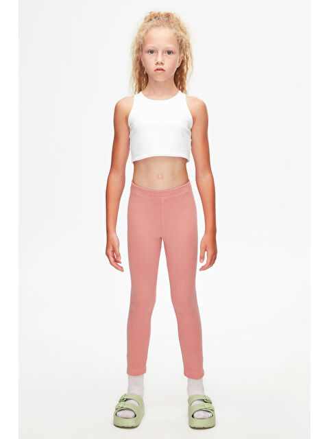 Lovetti Koyu Pudra Kız Çocuk Kışlık Tam Boy Düz Basıc Tayt - S000053910-23490