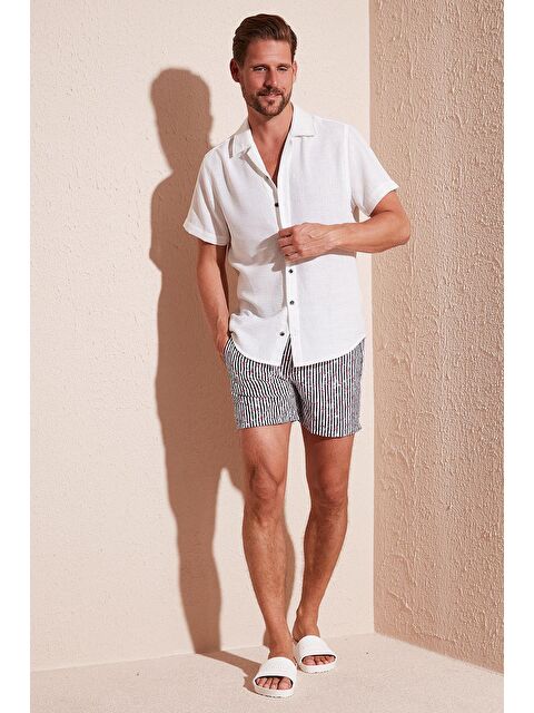 Buratti Belden Bağlamalı Deniz Şortu Desenli Cepli Mayo Short 3800468