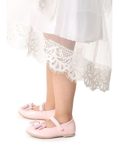 Kiko Kids Cırtlı Fiyonklu Kız Çocuk Babet Ayakkabı Ege 200 Rugan - S000012322-23490