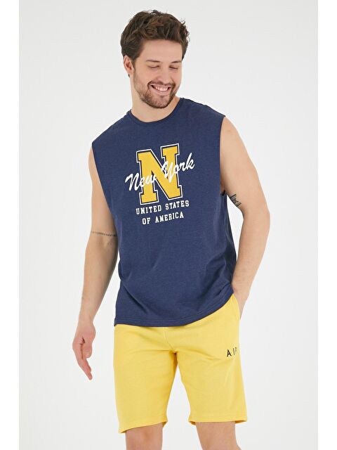 Süperlife Erkek Bisiklet Yaka Regular Fit N Baskılı Kolsuz Tişört SPR22TS117 - S000013120-23093