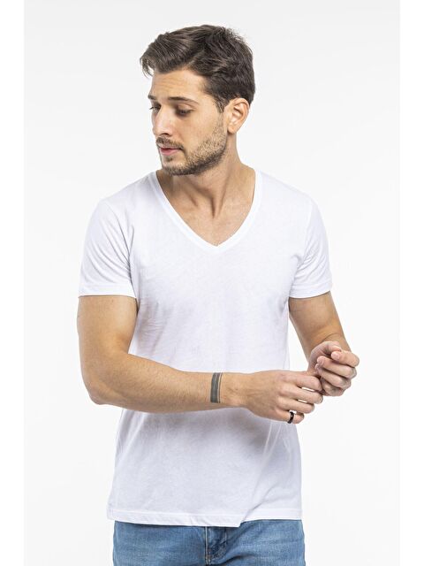 Süperlife V Yaka Dar Kalıp Erkek Tişört SPR 246 - S000014665-20063