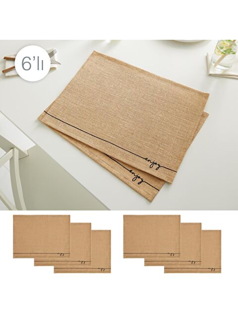 Ocean Home Textile 6'lı Enjoy Jüt Amerikan Servis Seti 45 x 35 cm - S000090789-19928