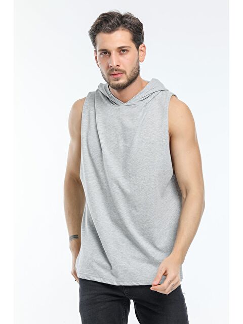 Süperlife Kapüşonlu Oversize Fit Erkek Kolsuz Tişört SPR21Y04 - S000013688-17308