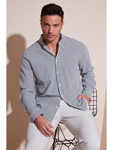 Buratti Pamuklu Düğmeli Yaka Uzun Kollu Slim Fit Gömlek CF23S112237 - S000000725-19351
